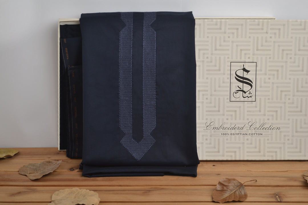 100% Men Egyptian Embroidery Suit (ED#17) | Shaad Fabrics
