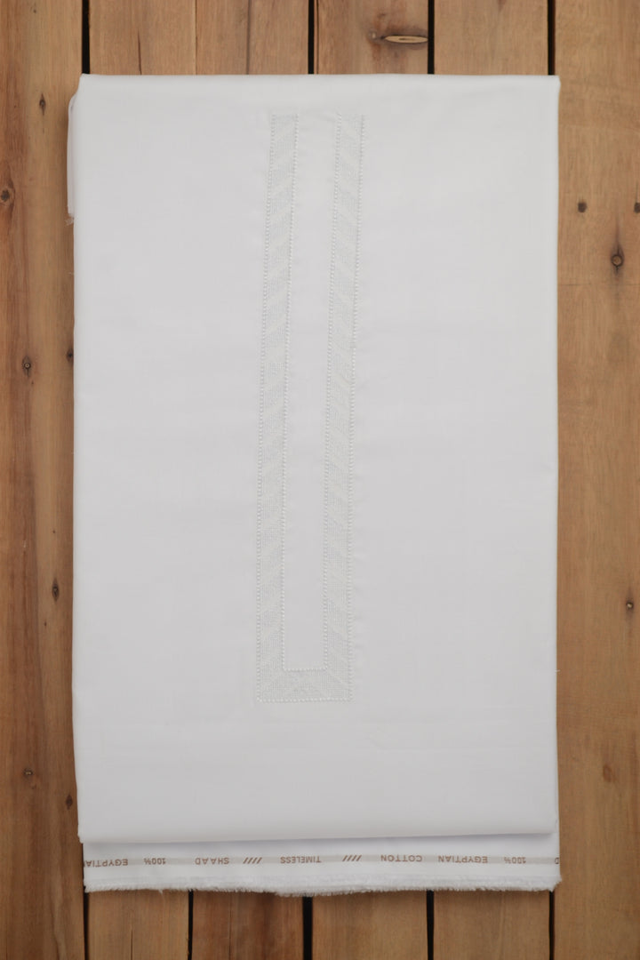 White Egyptian Embroidery Suit for Men | Shaad Fabrics