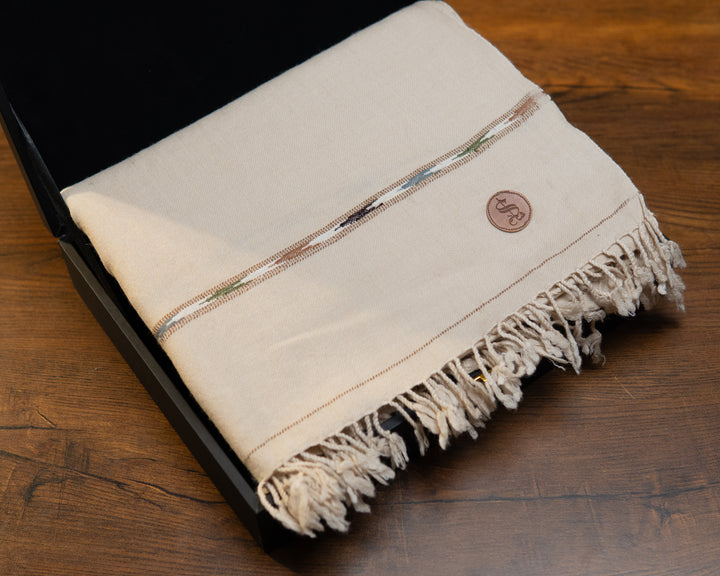 Wool Blended Shawl | Cream