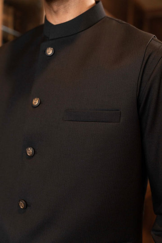Black Striped Waistcoat for Men 