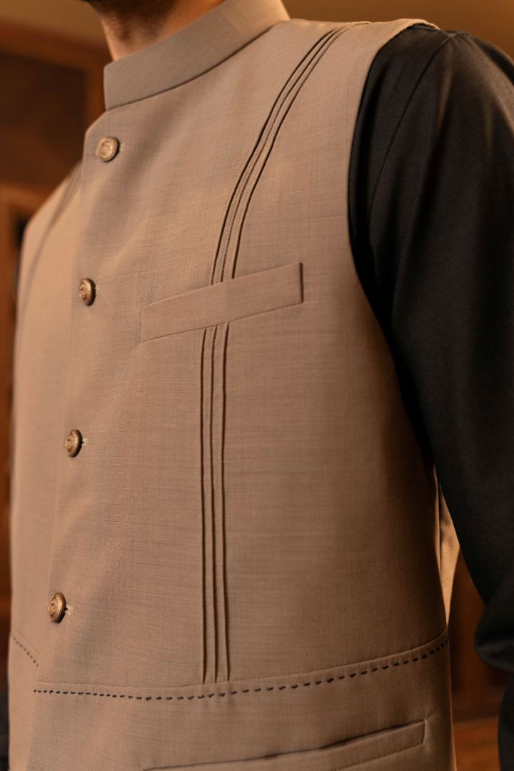 Brown Wool Waistcoat for Men shalwar kameez