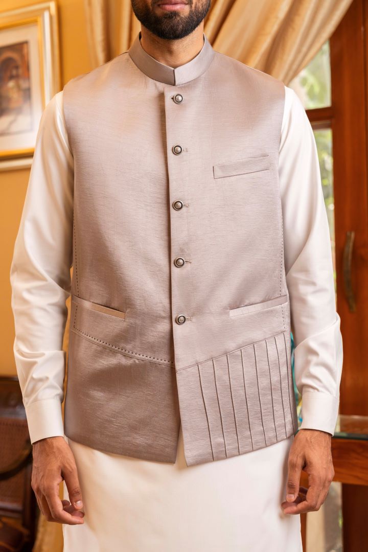 Buy Crushed Silk Waistcoat for Men shalwar kameez