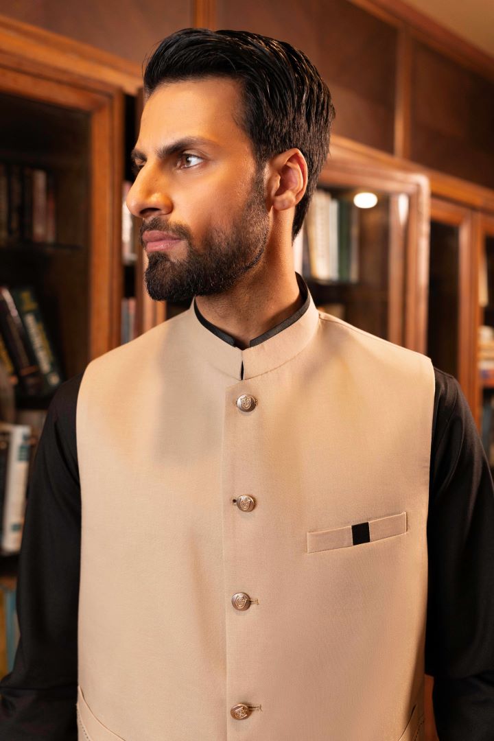 Buy Beige Wool Waistcoat for Men