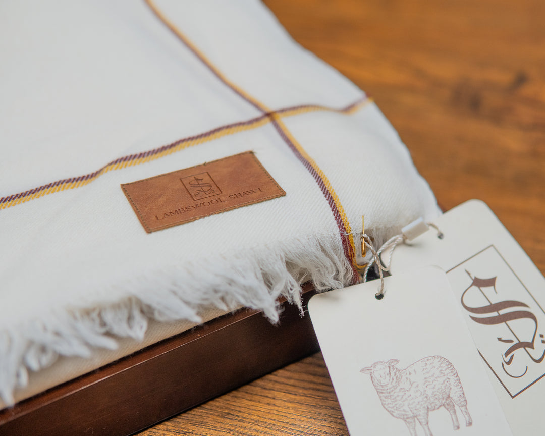 Royal Luxe 100% Lambswool Shawl | Off White