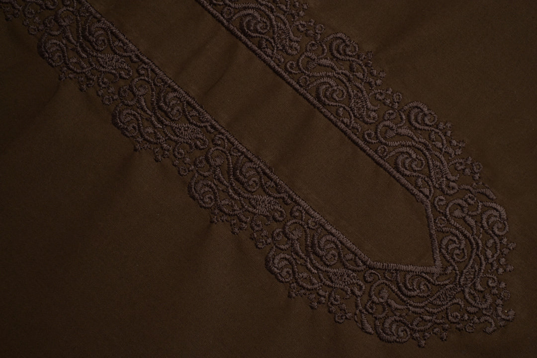 Buy Dark Brown Egyptian Embroidery Suit for Men online | Shaad Fabrics