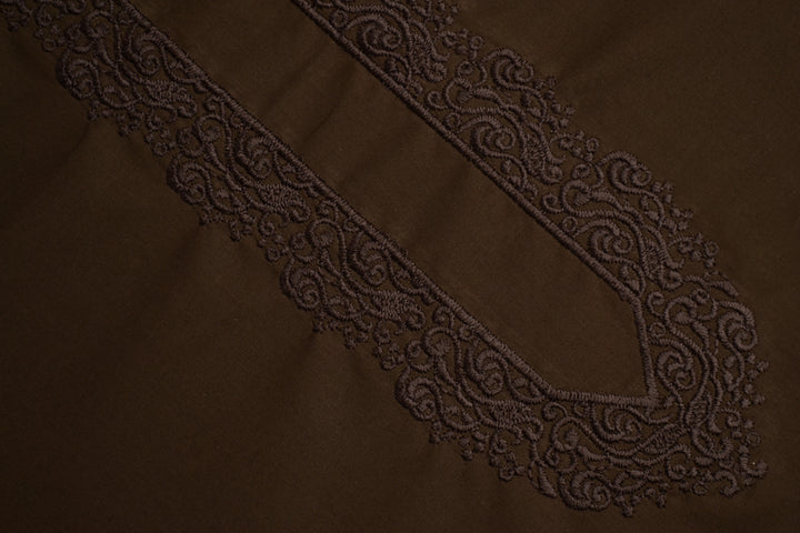 Buy Dark Brown Egyptian Embroidery Suit for Men online | Shaad Fabrics