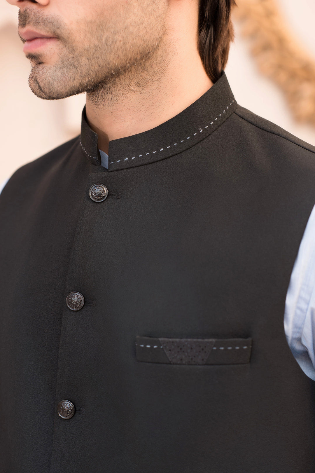 Coal Black Waistcoat for Men 