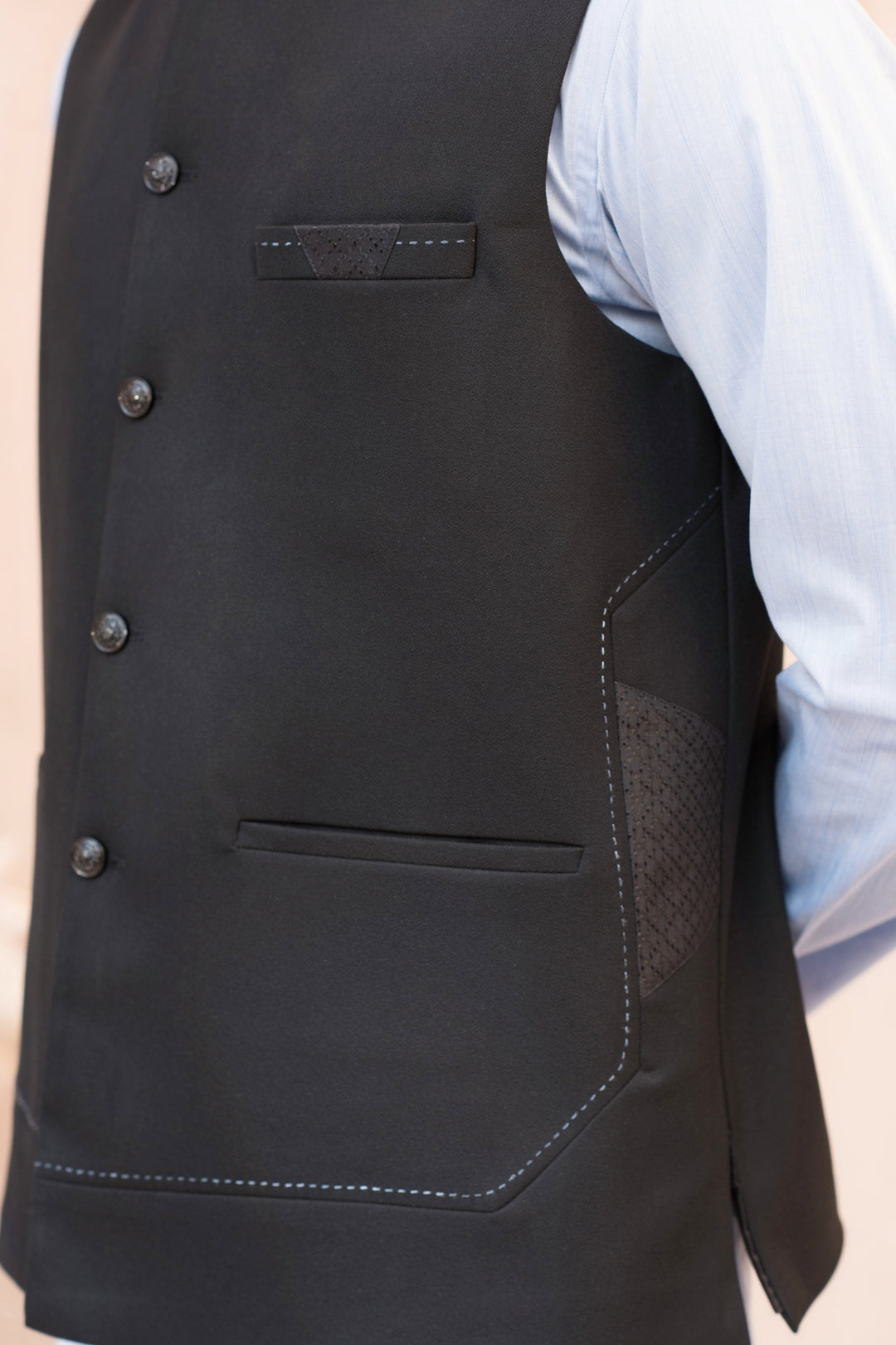 best Coal Black Waistcoat for Men 