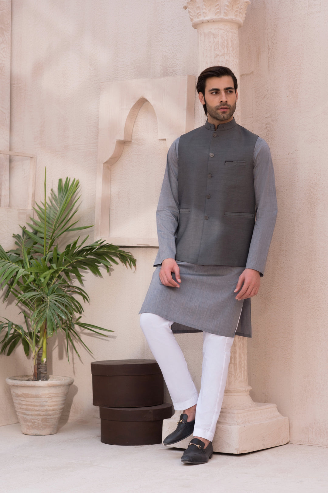 Charcoal Grey Waistcoat for Men shalwar kameez