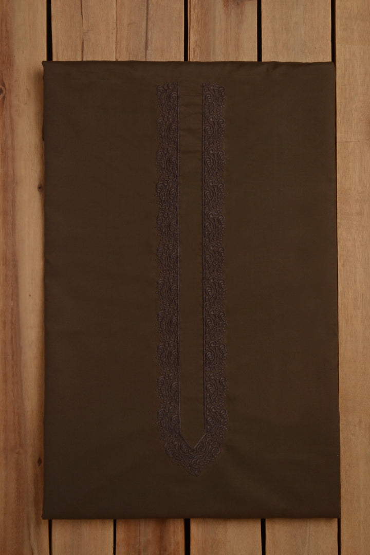 Dark Brown Egyptian Embroidery Suit for Men | Shaad Fabrics